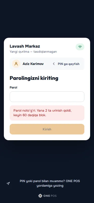 “Parolingizni kiriting”: nechta urinish qolgani yoziladi